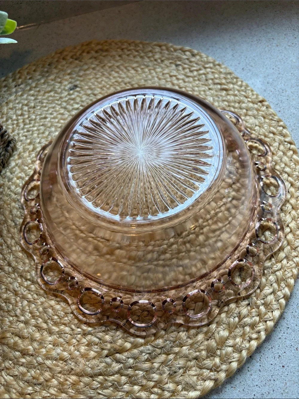 (2) Pink Depression Glass Lace Edge Bowls - Hocking Glass Co 1930s